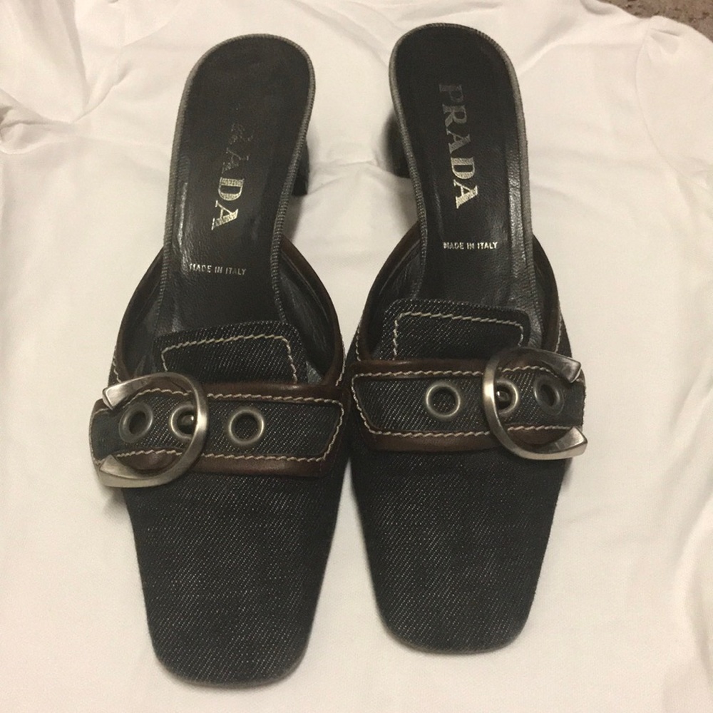Prada kitten heels with storage tote
